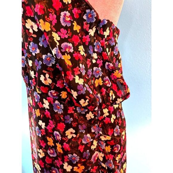 NWOT ASTR The Label Calista Floral Blue Red Ditsy One Shoulder Midi Dress L - Picture 9 of 13